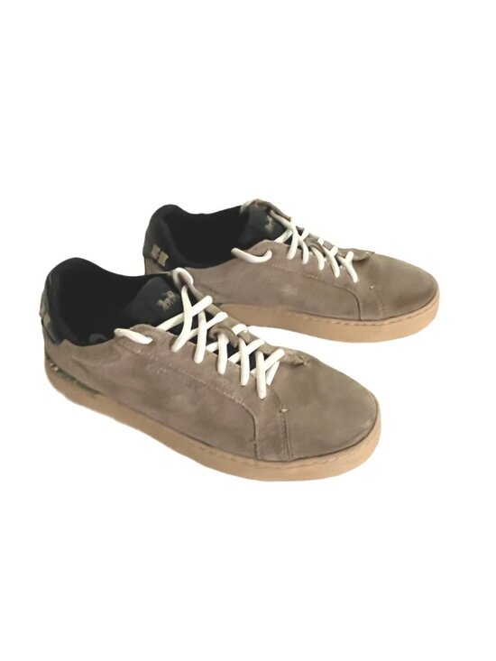 COACH MEN\'S CLIP LOW TOP OAT & BLACK QUARTZ SUEDE SNEAKERS SIZE 8D main image 14
